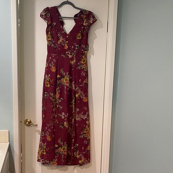 Crystal Doll Burgundy Floral Dress - Picture 4 of 6